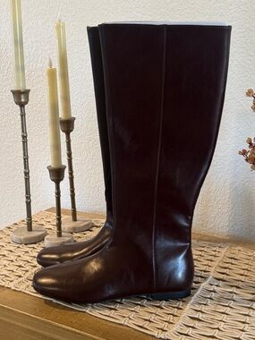 Women's Tall Brown Leather Riding Boots,NWT